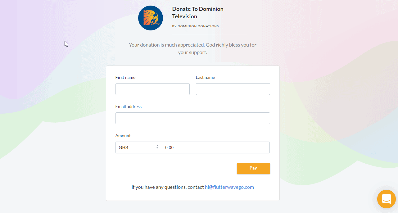 Flutterwave Donation page sample